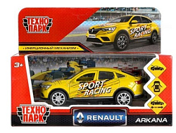 Машина металл RENAULT ARKANA СПОРТ 12 см, двери, багаж, инерц, желтый, кор. Технопарк в кор.2*36шт