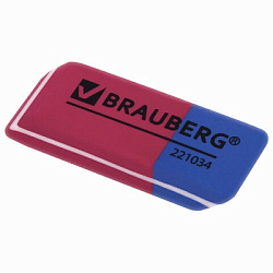 Ластик BRAUBERG "Assistant 80", 41х14х8 мм, красно-синий, прямоугольный, скошенный, 221034