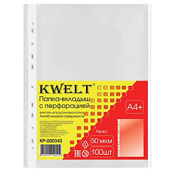 Файлы А4+ " KWELT "  50мкм 100шт тисненые, апельсиновая корка