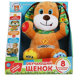 318123  Игрушка мягкая щенок учим части тела, буквы,цифры, 27см, озвуч, в кор. МУЛЬТИ-ПУЛЬТИ в кор.1