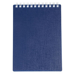 Блокнот МАЛЫЙ ФОРМАТ А6 спираль сверху  80л " Hatber " Canvas Синий, клетка, обложка - пластик(Блокн