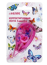 Корректирующая лента " deVente " Butterfly 5мм*6м, розовый, регулировка натяжения ленты, картонный б