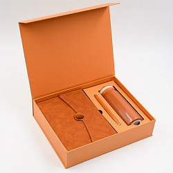 Ежедневник А5 120л МОНТЕ ОРАНЖЕВЫЙ ЩЕРБЕТ ручка+термос в подар.упак. арт.17300 (1/16шт)