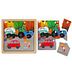 372044 Игрушка деревянная рамка-вкладыш с ручками СИНИЙ ТРАКТОР 17*17 см, термопак Буратино в кор.20