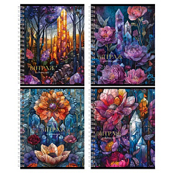 Тетрадь 96л., А5, клетка на гребне BG "Витраж", матовая ламинация, тиснение фольгой