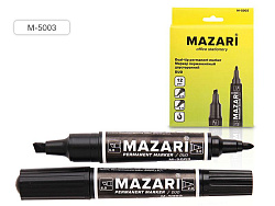 Маркер " Mazari " Duo черный 2-6мм двухсторонний пулевидный/скошенный наконечник перманентный