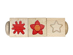 Кубики деревянные на оси "Учим цвета и формы" (3 кубика) арт.02968