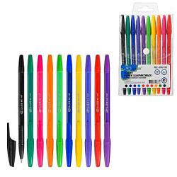 Набор шариковых ручек " Basir " 10цв, 0,7мм, чернила на масляной основе, цветной корпус, пластиковая