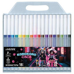 Фломастеры " deVente " Korokoro 18цв круглые, невентилируемый колпачок, пластиковый блистер, европод