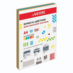 Бумага " deVente " интенсив А4 80г/м 50л ассорти 5цв (синий, желтый, оранжевый, красный, зеленый)
