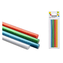 Набор стержней для клеевого пистолета " Mazari " с блестками d=11см, длина 18см, упаковка 4 штук, 10