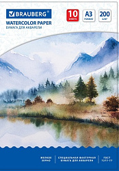 Папка для акварели БОЛЬШОГО ФОРМАТА А3, 10л, 200г/м2, 297х420мм, BRAUBERG, Весна, 111063