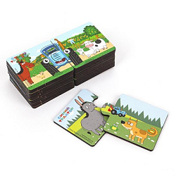 Игрушка деревянная пазл  12,5*6 см. СИНИЙ ТРАКТОР терм. пакет Буратино в кор.15шт