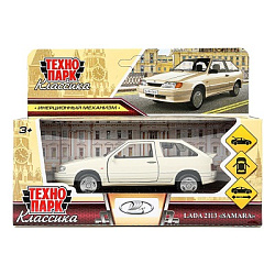 Машина металл ваз-2113 12 см, двери, багаж, инер,бежевый, кор. Технопарк в кор.2*36шт