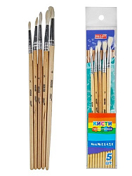 TM"Profit" Набор кистей (коза №2,3,4,5,6) (НК-5559) 5 шт., деревянная ручка, крат 12