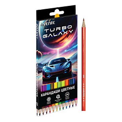 Карандаши цветные деревянные Turbo Galaxy 12цв " deVente " 2М шестигранные, картонная упаковка, евро