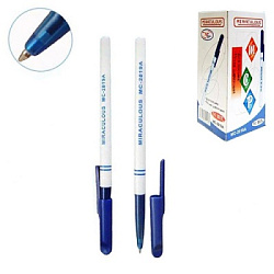 Ручка шариковая " Basir " синяя 0,7мм, толщина письма 0,35мм, белый корпус, синий колпачок, 10131010