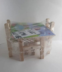 Кукольная мебель дерево(большой стол30х25см+2стула)