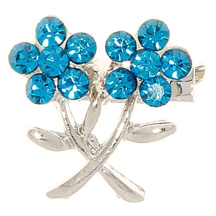 Брошь "Цветок" малышка незабудка, цвет голубой в серебре 618119