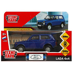 Машина металл LADA 4x4 12 см, двери, багаж, инерц, синий, кор. Технопарк в кор.2*36шт