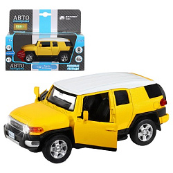 ТМ "Автопанорама" Машинка металлическая 1:32  Toyota FJ Cruiser, желтый, свет, звук, откр. двери, ин